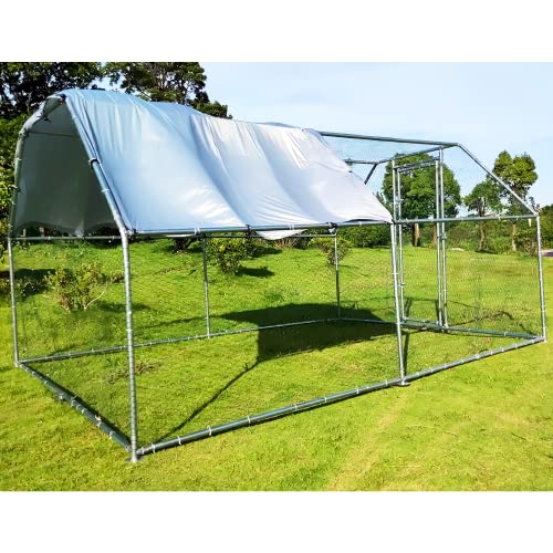 9339402821069 - LIVSPACE LARGE METAL CHICKEN COOP WALK-IN POULTRY CAGE HEN RUN HOUSE RABBITS HABITAT CAGE FLAT ROOFED CAGE WITH WATERPROOF AND ANTI-ULTRAVIOLET COVER FOR OUTDOOR BACKYARD FARM USE