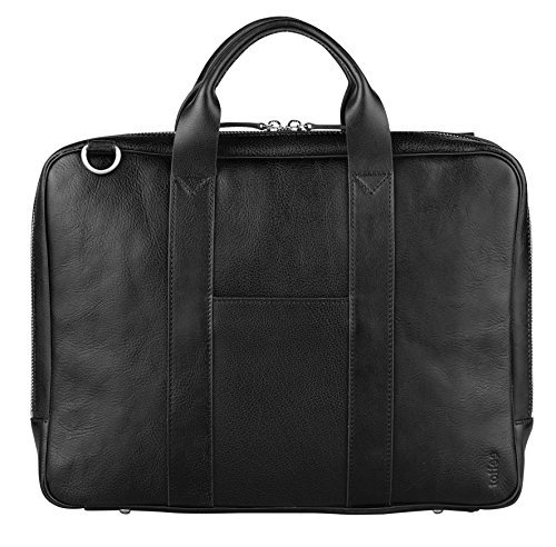9341311002927 - TOFFEE LINCOLN BRIEFCASE | GENUINE LEATHER WITH NOTEBOOK COMPARTMENT, SLIM DESIGN, HANDLES (13-INCH, BLACK)