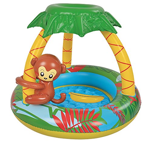 0093422127356 - 40 INFLATABLE BABY SWIMMING POOL WITH PALM TREE SUN SHADE AND MONKEY
