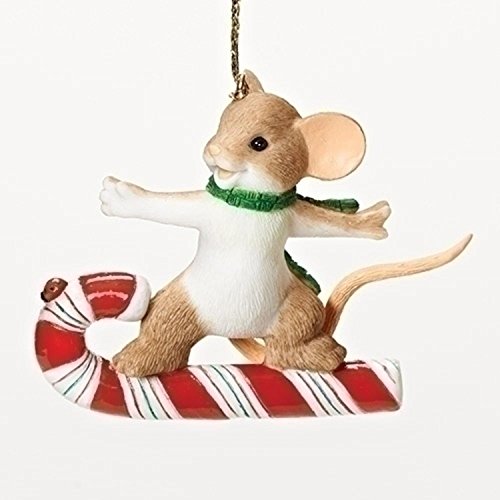 0093422134637 - 2.5 CHARMING TAILS WINTER CANE BE SWEET FUN MOUSE COLLECTIBLE CHRISTMAS ORNAMENT