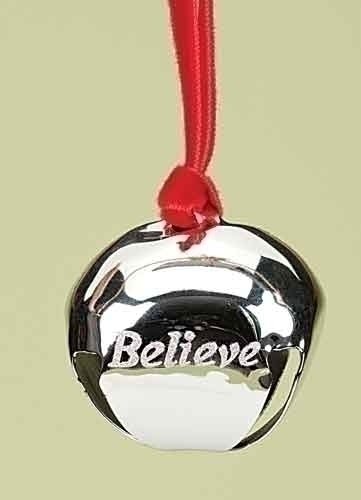 0093422139991 - BELIEVE SILVER JINGLE BELL CHRISTMAS ORNAMENT 2