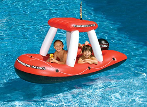 0093422179690 - 60 WATER SPORTS FIRE BOAT INFLATABLE RIDE-ON WATER SQUIRTER SWIMMING POOL TOY