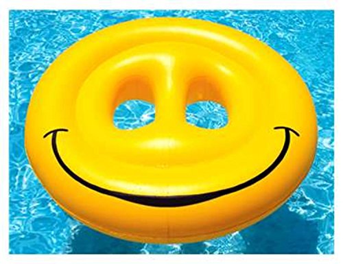 0093422227674 - 72 WATER SPORTS INFLATABLE SMILEY FACE ISLAND 2-PERSON SWIMMING POOL RAFT