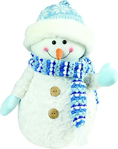 0093422374101 - 11.5 ARCTIC BLUE AND WHITE SNOWMAN WEARING KNIT HAT CHRISTMAS DECORATION