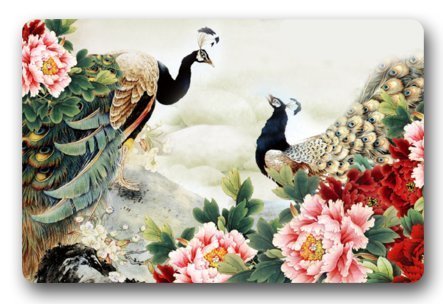 9362891403010 - HAPPY SHOPPING GO CUSTOM WONDERFUL PAINTING OF CHARMING PEACOCKS WITH PEONY DOORMAT