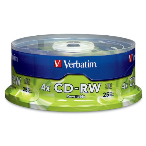 0093994226808 - VERBATIM 700 MB 2X-4X 80 MINUTE SILVER REWRITABLE DISC CD-RW, 25-DISC SPINDLE 95169
