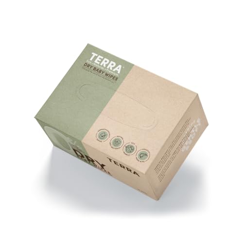 9421905946070 - TERRA BAMBOO DRY BABY WIPES: 100% BIODEGRADABLE BAMBOO FIBER, 0% PLASTIC, UNSCENTED DRY BABY WIPES FOR SENSITIVE SKIN, 1 PACK OF 48 DRY WIPES