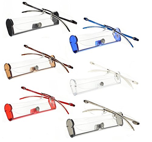 0094393997863 - READING GLASSES 6 PACK PREMIUM FEATHER FLEX RIMLESS READING GLASSES WITH CASE (6 PACK, 1.75)