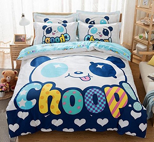 9459940664512 - CHOOP PANDA DESIGN 100% COTTON 4-PIECE BEDDING SHEETS INCLUDES:1 DUVET COVER 2 PILLOW SHAMS 1 BED SHEET WITH HEART FULL SIZE