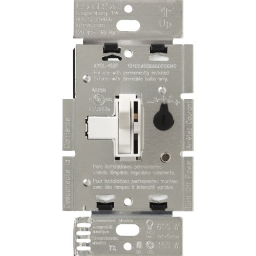 0094714527762 - LUTRON AYCL-153P-WH ARIADNI CFL/LED/INCANDESCENT SINGLE-POLE/3-WAY DIMMER, WHITE