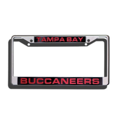 0094746402648 - NFL TAMPA BAY BUCCANEERS LASER-CUT CHROME AUTO LICENSE PLATE FRAME