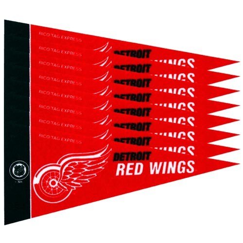 0094746444655 - DETROIT RED WINGS OFFICIAL NHL 10 INCH 8 PIECE MINI PENNANT SET BY RICO INDUSTRIES