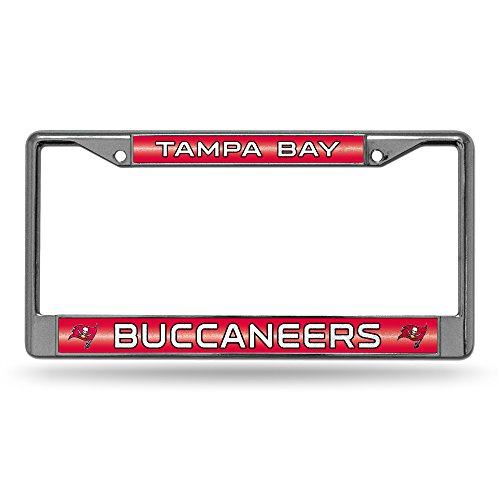 0094746835958 - NFL TAMPA BAY BUCCANEERS BLING LICENSE PLATE FRAME, CHROME, 12 X 6-INCH