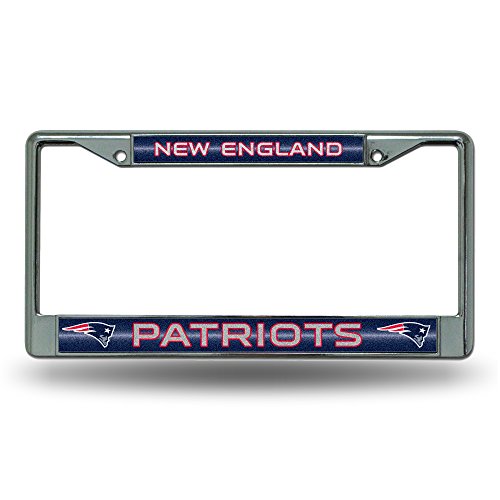 0094746836108 - NFL NEW ENGLAND PATRIOTS BLING LICENSE PLATE FRAME, CHROME, 12 X 6-INCH