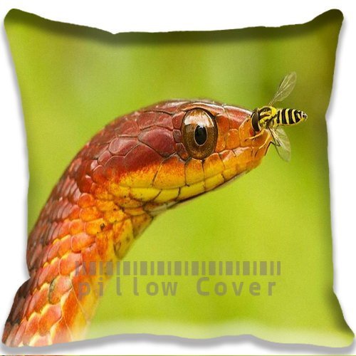 9478861571327 - AMAZING BEE ON SNAKE COLORFUL COTTON AND POLYESTER HOME DECORATIVE THROW PILLOW COVER CUSHION CASE 18X18INCH