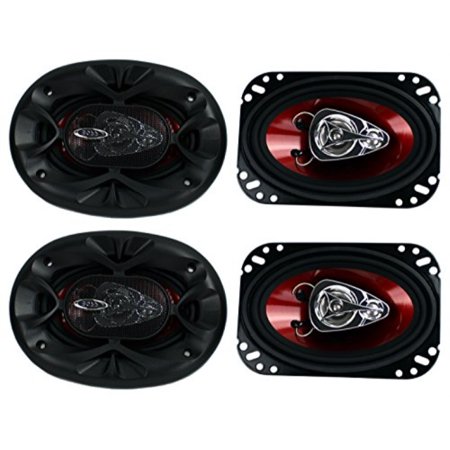 0948566695851 - 4) NEW BOSS CH4630 4X 6 3-WAY 500W CAR AUDIO COAXIAL SPEAKERS STEREO RED 4 OHM