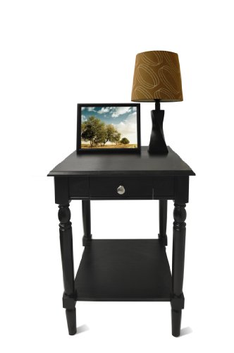 0095285410804 - CONVENIENCE CONCEPTS FRENCH COUNTRY SQUARE BLACK WOOD END TABLE WITH DRAWER AND