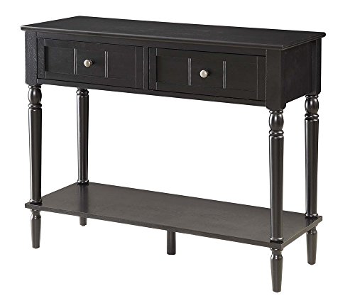 0095285416417 - CONVENIENCE CONCEPTS FRENCH COUNTRY 2-DRAWER HALL TABLE, BLACK