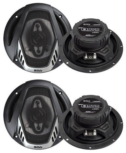 0953214565844 - 4) NEW BOSS NX654 6.5 800W 4-WAY CAR AUDIO COAXIAL SPEAKERS STEREO BLACK 4 OHM