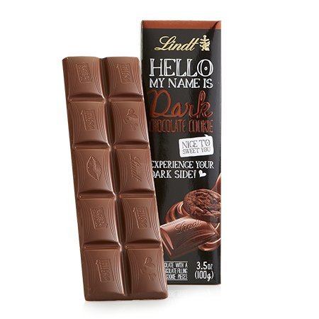 0009542011390 - LINDOR LINDT HELLO MY NAME IS DARK CHOCOLATE COOKIE 3.5OZ CHOCOLATE BAR