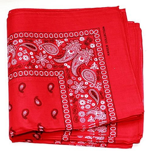 0095474061589 - 6 COLOR PACK PAISLEY BANDANA SCARF, HEAD WRAPS RED