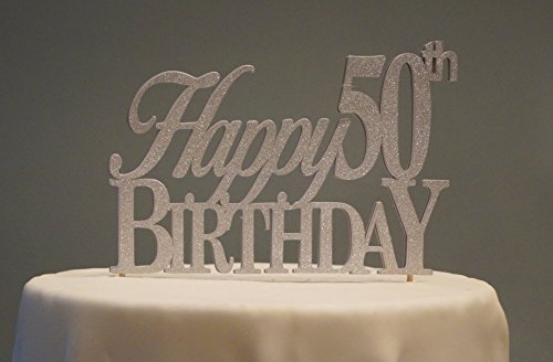 0095474089934 - ALL ABOUT DETAILS SILVER HAPPY-50TH-BIRTHDAY CAKE TOPPER