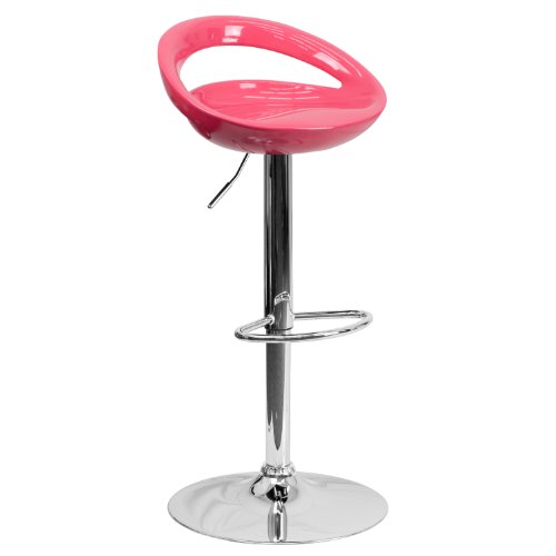 0095474830482 - FLASH FURNITURE CONTEMPORARY PLASTIC BARSTOOL WITH CHROME BASE, PINK