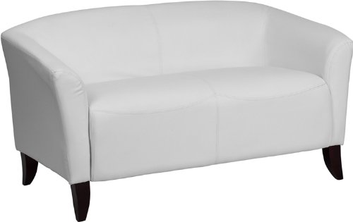 0095474835340 - FLASH FURNITURE 111-2-WH-GG HERCULES IMPERIAL SERIES LEATHER LOVE SEAT, WHITE/CH