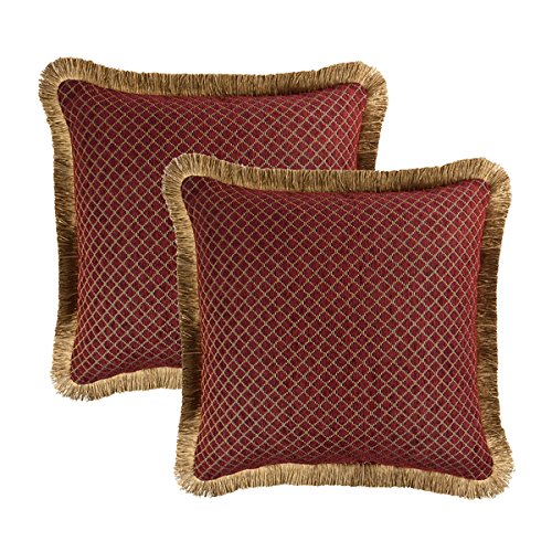 9552262848377 - SHERRY KLINE TANGIERS RED CHENILLE 18-INCH DECORATIVE PILLOW (SET OF 2)