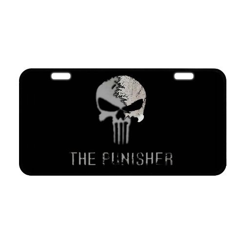 9552296227322 - CUSTOM PUNISHER SKULL COOL METAL LICENSE PLATE CAR DECORATION LICENSE PLATE COVER TAG 2 HOLES 12X6 INCHES
