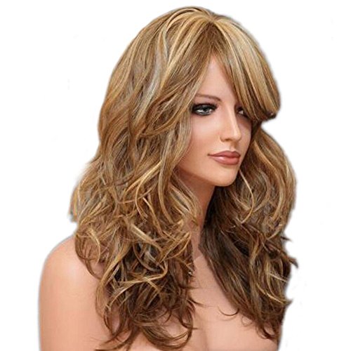 9552636954710 - WEALAKE WOMEN LONG BIG WAVE MIX FULL VOLUME CURLY WAVY HAIR WIGS COSPLAY COSTUME PARTY ANIME WIG (GOLD BROWN)