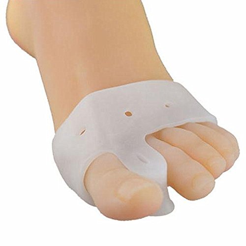 9552636954734 - WEALAKE SILICONE SOFT GEL BUNION TOE CORRECTOR METATARSAL STRAP - MEDICAL GRADE SILICONE - STRAIGHTEN, CORRECT & PROTECT BUNIONS - PREVENT JOINT PAIN, CALLUSES & CORNS - 1 PAIR (MILKY WHITE)