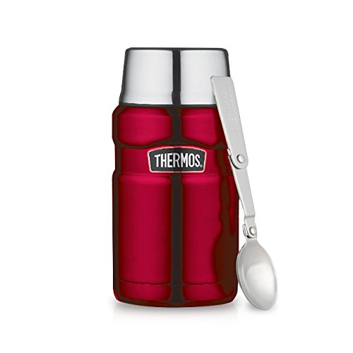 9555738704177 - THERMOS STAINLESS KING 24-OUNCE FOOD JAR W/ FOLDABLE SPOON (RED)