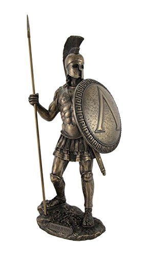 0956749567512 - BRONZED SPARTAN WARRIOR WITH SPEAR AND HOPLITE SHIELD STATUE