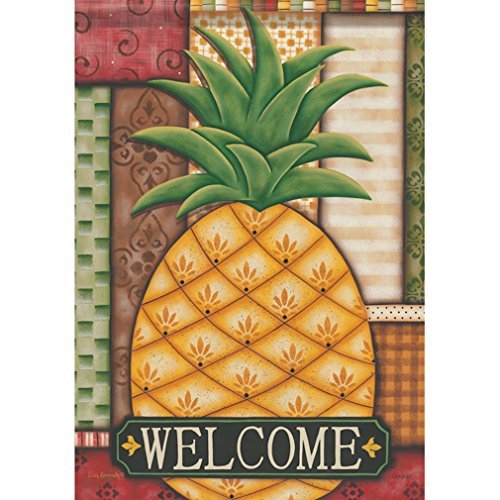 0096069459156 - CARSON HOME ACCENTS FLAGTRENDS CLASSIC GARDEN FLAG, PINEAPPLE PATCHWORK