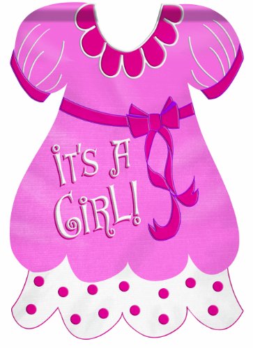 0096069551706 - CARSON HOME ACCENTS FLAGTRENDS DOUBLE APPLIQUE GARDEN FLAG, 13 BY 18-INCH, IT'S A GIRL