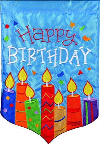 0096069552161 - CARSON HOME ACCENTS FLAGTRENDS DOUBLE APPLIQUE GARDEN FLAG, BIRTHDAY CANDLES