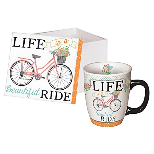 0096069643357 - BICYCLE LIFE IS A BEAUTIFUL RIDE 14 OUNCE CERAMIC COFFEE MUG AND GIFT BOX SET