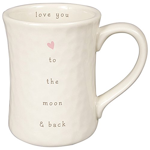 0096069647317 - LOVE YOU TO THE MOON AND BACK 12 OUNCE WHITE CERAMIC STONEWARE COFFEE MUG