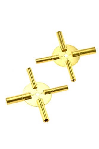 0962466010071 - SE JT6336-2 UNIVERSAL 4 PRONG BRASS CLOCK KEY FOR WINDING CLOCKS, ODD AND EVEN NUMBERS, 2 PIECE