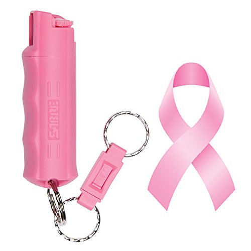 0963041581054 - SABRE RED PEPPER SPRAY - POLICE STRENGTH - COMPACT, PINK CASE WITH QUICK RELEASE KEY RING (MAX PROTECTION - 25 SHOTS, UP TO 5X'S MORE)