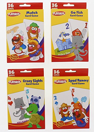 0096362228565 - PLAYSKOOL CARD GAMES - SPUD RUMMY, CRAZY EIGHTS, GO FISH, MATCHING - 4 PACK