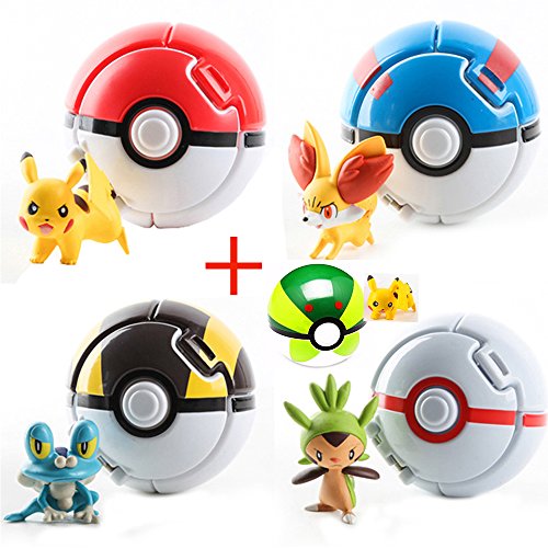 0000963842662 - BY NISHMIAK HOT PRODUCT - 4PCS AUTOMATICALLY THROW BALLS + 4 PCS RANDOM MINIATURE FIGURES CREATIVE ACTION TOY FOR ANIME AND GAME FANS
