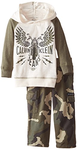 0096413378928 - CALVIN KLEIN BABY BOYS' HOODY WITH CAMO PANTS, MULTI, 18 MONTHS
