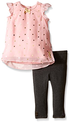 0096413994098 - JUICY COUTURE GIRLS' FOIL PRINTED CHIFFON TOP AND SPANDEX LEGGINGS, PINK, 18 MONTHS