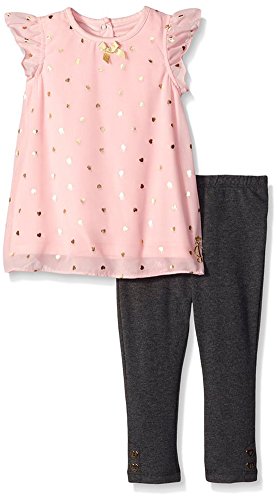 0096413994203 - JUICY COUTURE GIRLS' FOIL PRINTED CHIFFON TOP AND SPANDEX LEGGINGS, PINK, 24 MONTHS