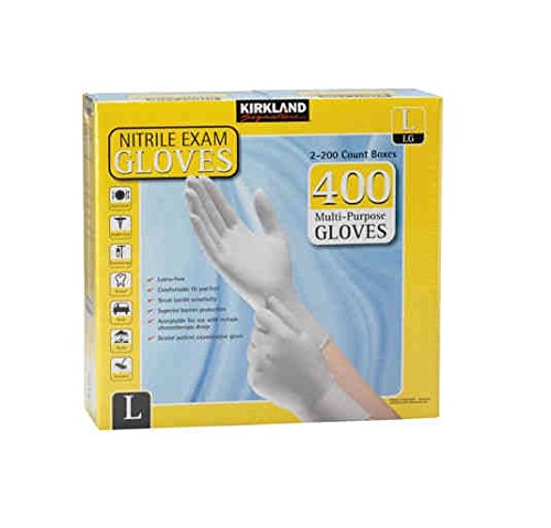 0096619467136 - KIRKLAND SIGNATURE NITRILE EXAM MULTI-PURPOSE LARGE GLOVES LATEX-FREE 200-COUNT , 2-PACK (TOTAL 400-COUNT GLOVES)