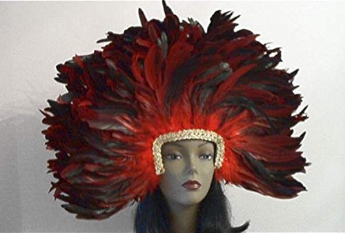 0096709122259 - ZUCKER FEATHER MASK/HEADDRESS WITH COQUE FEATHERS, RED