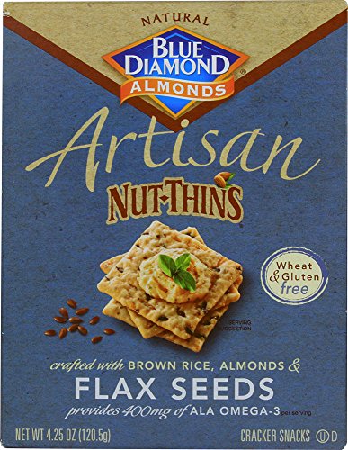 0096802628085 - BLUE DIAMOND NUT THINS ARTISAN CRACKERS 12 PACK CASE 5 FLAVORS (FLAX SEED)