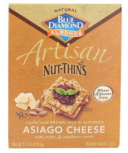 0096802628092 - BLUE DIAMOND NUT THINS ARTISAN CRACKERS 12 PACK CASE 5 FLAVORS (ASIAGO CHEESE)